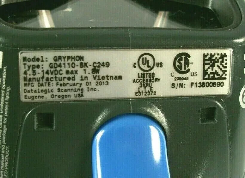 Datalogic GD4110-BK-C249 Handheld Barcode Scanner Gryphon