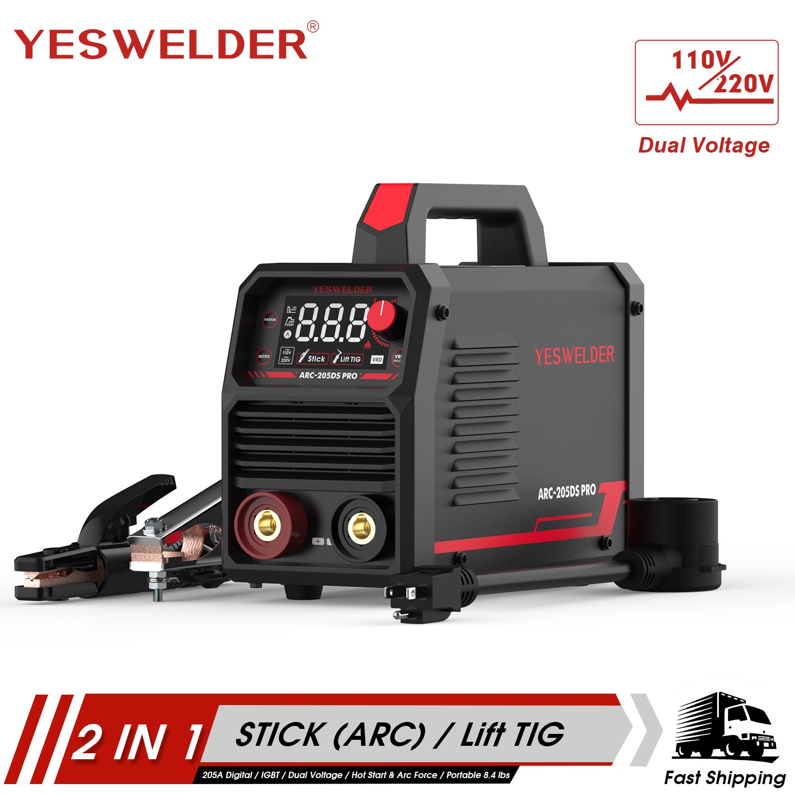 205A MMA ARC Welding Machine 110/220V Dual Volt IGBT Inverter Welder Machine