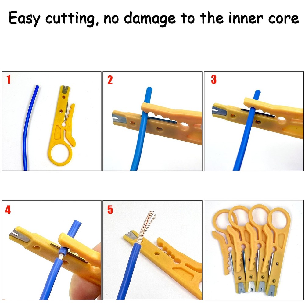 6 Pcs Mini Wire Stripper Tool, Small Strippers, Cable Yellow
