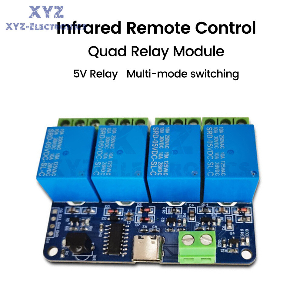 DC5V 4way Infrared Wireless Remote Control WiFi Relay Module Self-locking Type-C