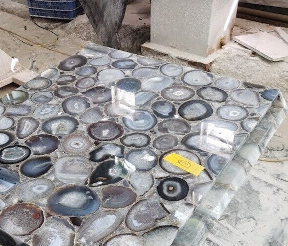 Natural Agate Coffee Table Top, Agate Geode Center Table Top, Handmade Decor