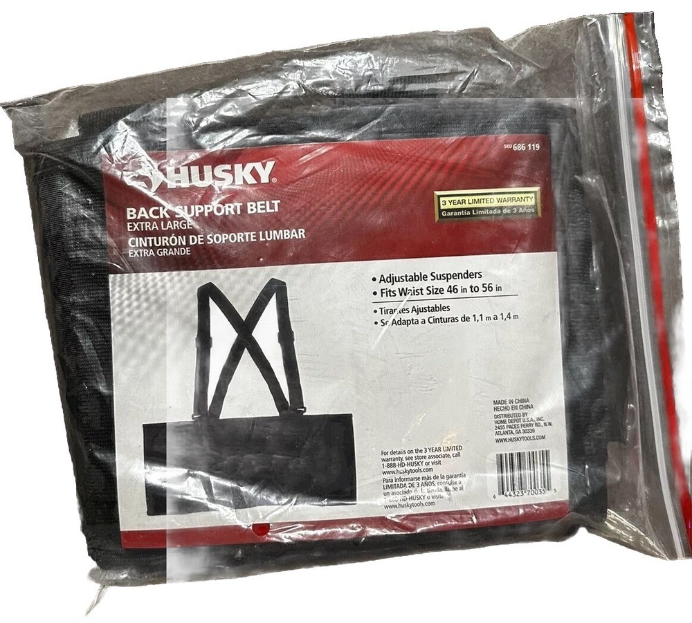 New Lumbar Support Belt Husky Size X- Large Adjustable Hook & Loop Qty-2