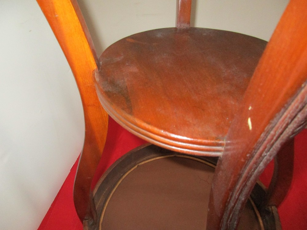 Mid Century Round Solid Wood / Glass End Table / Side Table