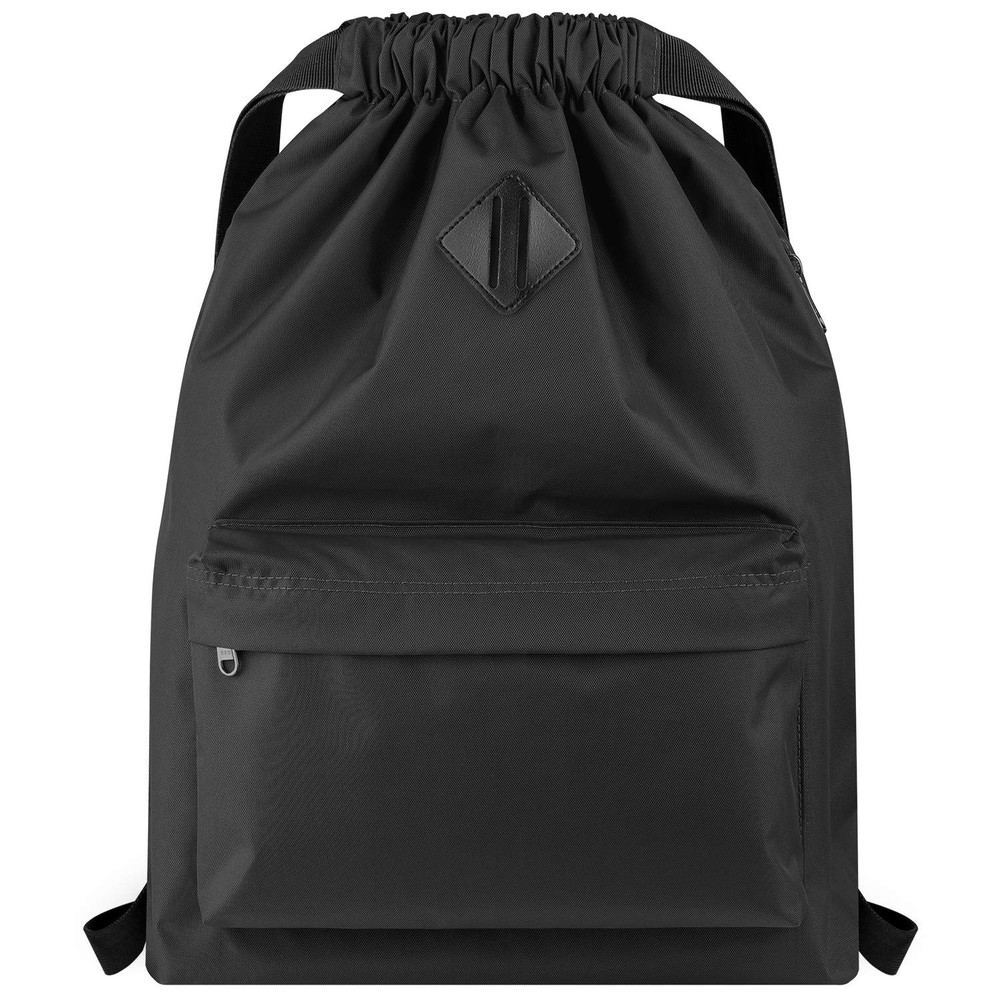Vorspack Drawstring Backpack Water Resistant String Bag One Size, 01-black
