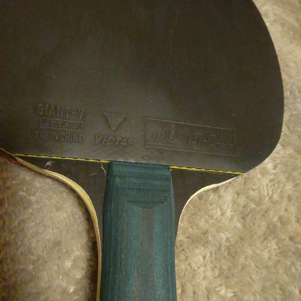 VICTAS BASIC RUBBER BLACK Table Tennis Racket Orange Black Used