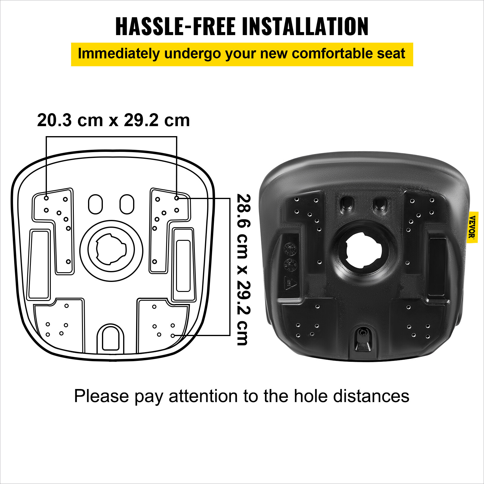 VEVOR Tractor Seat Vinyl Forklift Seat Waterproof Drain Hole Yamaha with Cushion