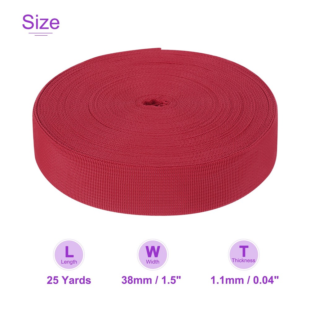 25Yard x 1 1/2" Width Nylon Webbing Strap Poly Flat Webbing Strapping Dark Red
