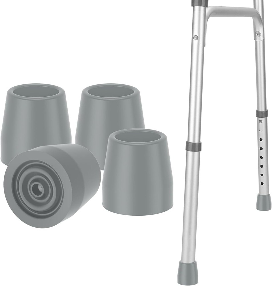 Universal Skid-Resistant Rubber Walker Tips - 4-Pack Durable Foot Caps