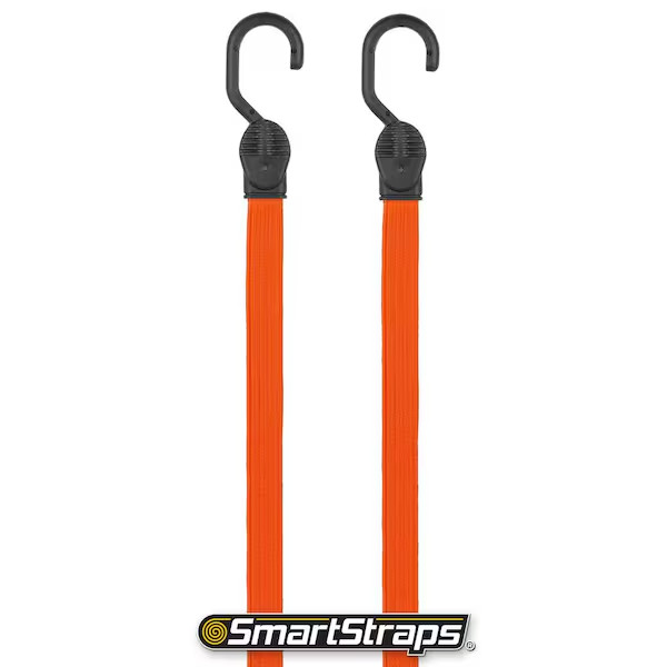 36 In. Orange Flat Strap Bungee Cord with Hooks - 2 Pack