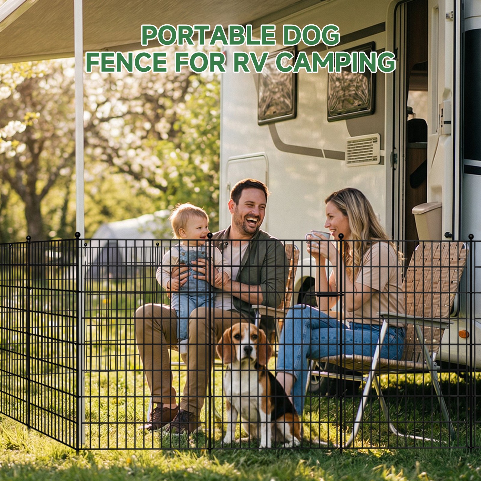 No Dig Decorative Garden Fence with Gate - 7/13 Panels, 40in H, Rustproof Metal