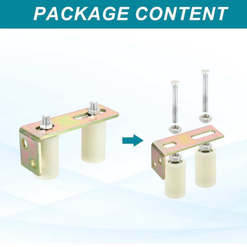 2Set Slide Gate Guide Roller 2.8" Adjustable Nylon Rollers with Bracket, White