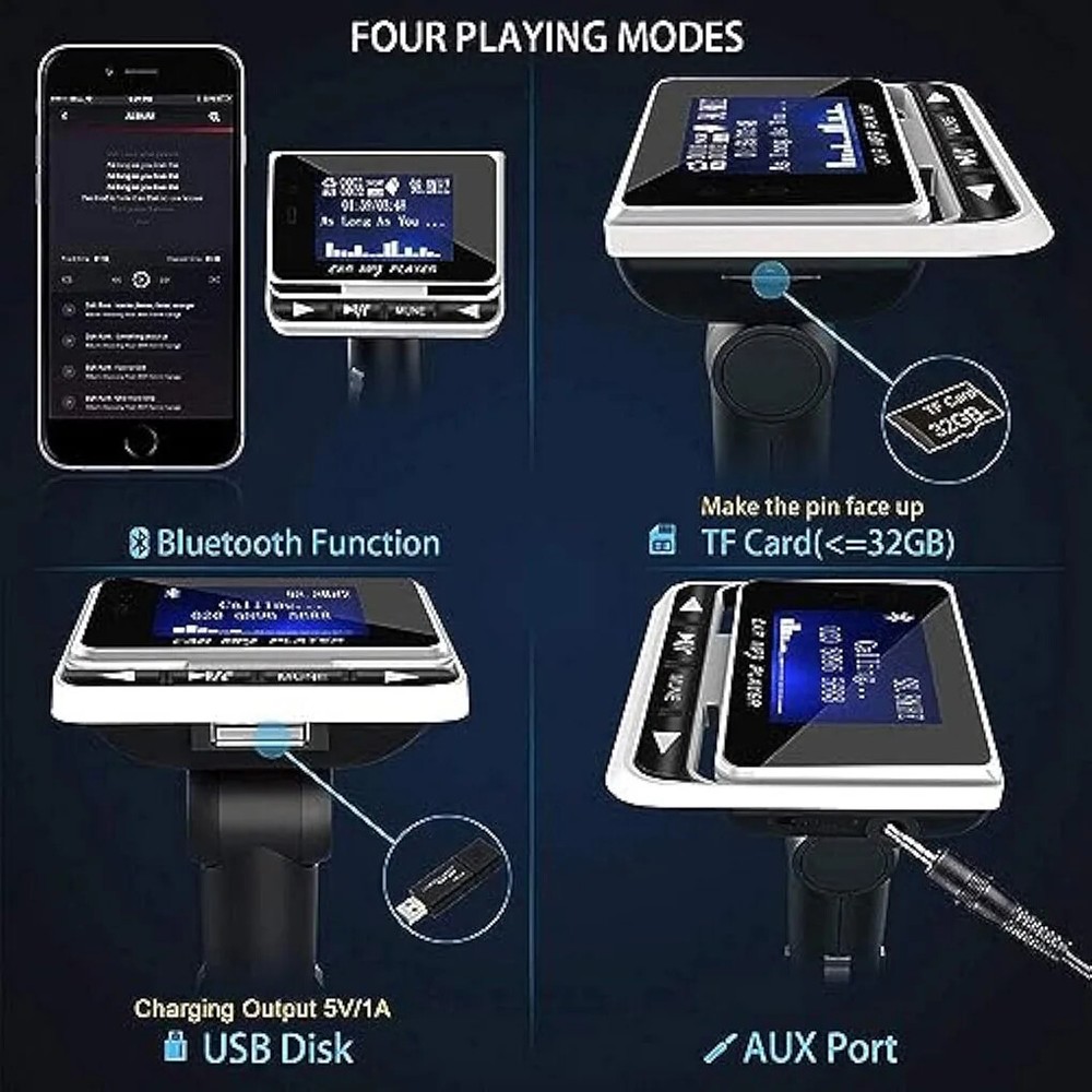Wireless Bluetooth 5.0 Car MP3 Player FM Transmitter USB Charger Remote Control
