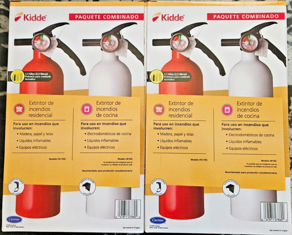 Kidde Basic Use and Kitchen Fire Extinguishers With Mountin Bracket 2Pc. 2 Pack