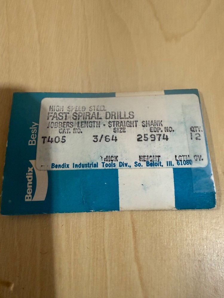 Besly/Bendix 3/64 fast spiral hss drill 322pc lot
