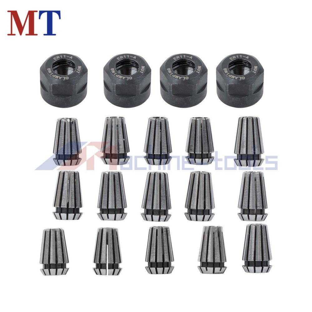 19pc ER11 Precision Collet Set for Mini CNC Mill Lathe M14 Thread Nuts