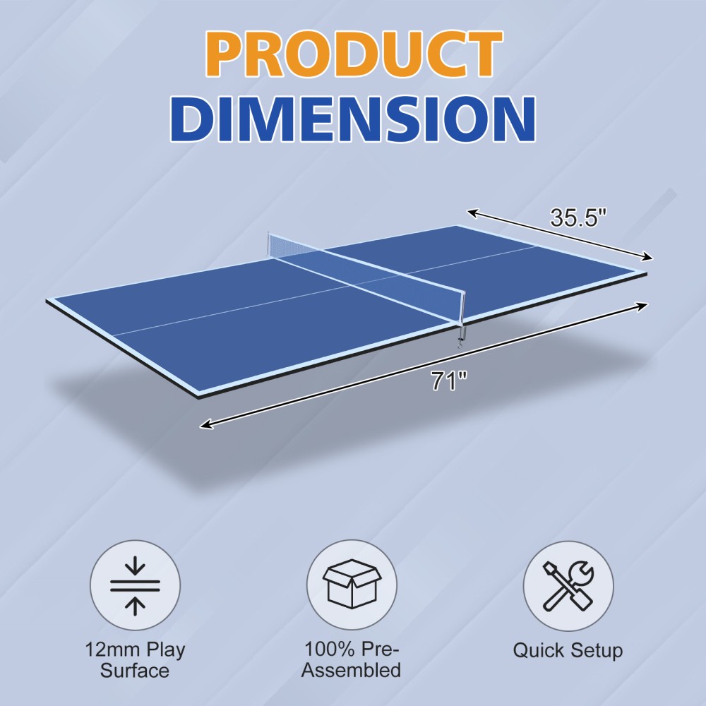 Folding Blue Portable Ping Pong Table Top with Net Posts Indoor