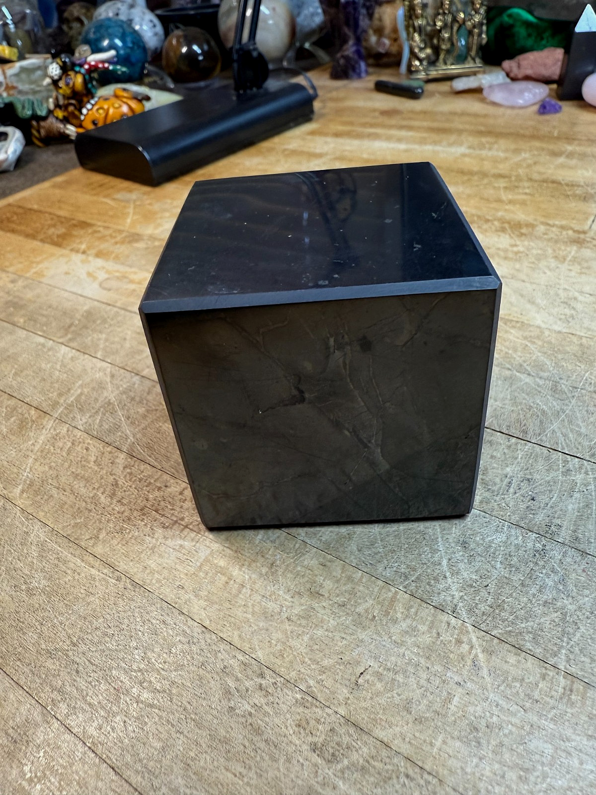 Shungite Med LG Polished Cube Beveled Edges Gemstone From Russian Federation 335