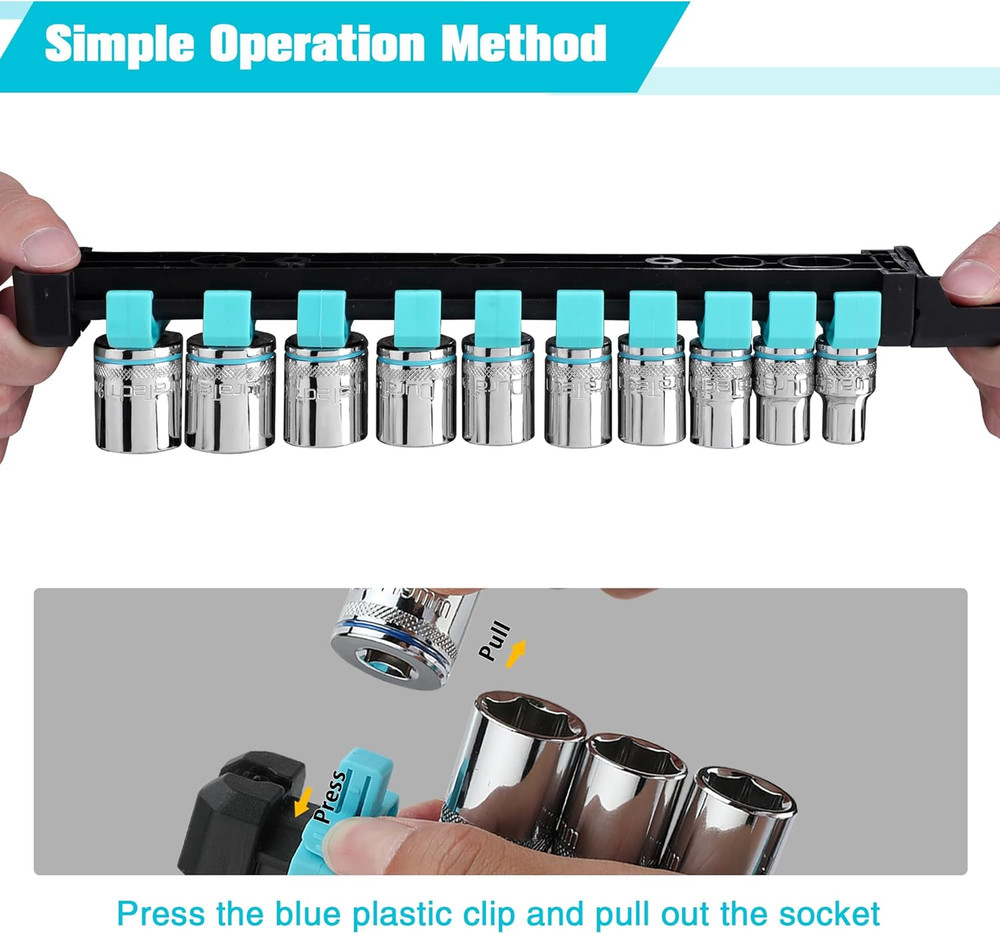 3/8" Drive Socket Set, Metric Socket Set 10PCS, Mechanic Metric Socket Sets with