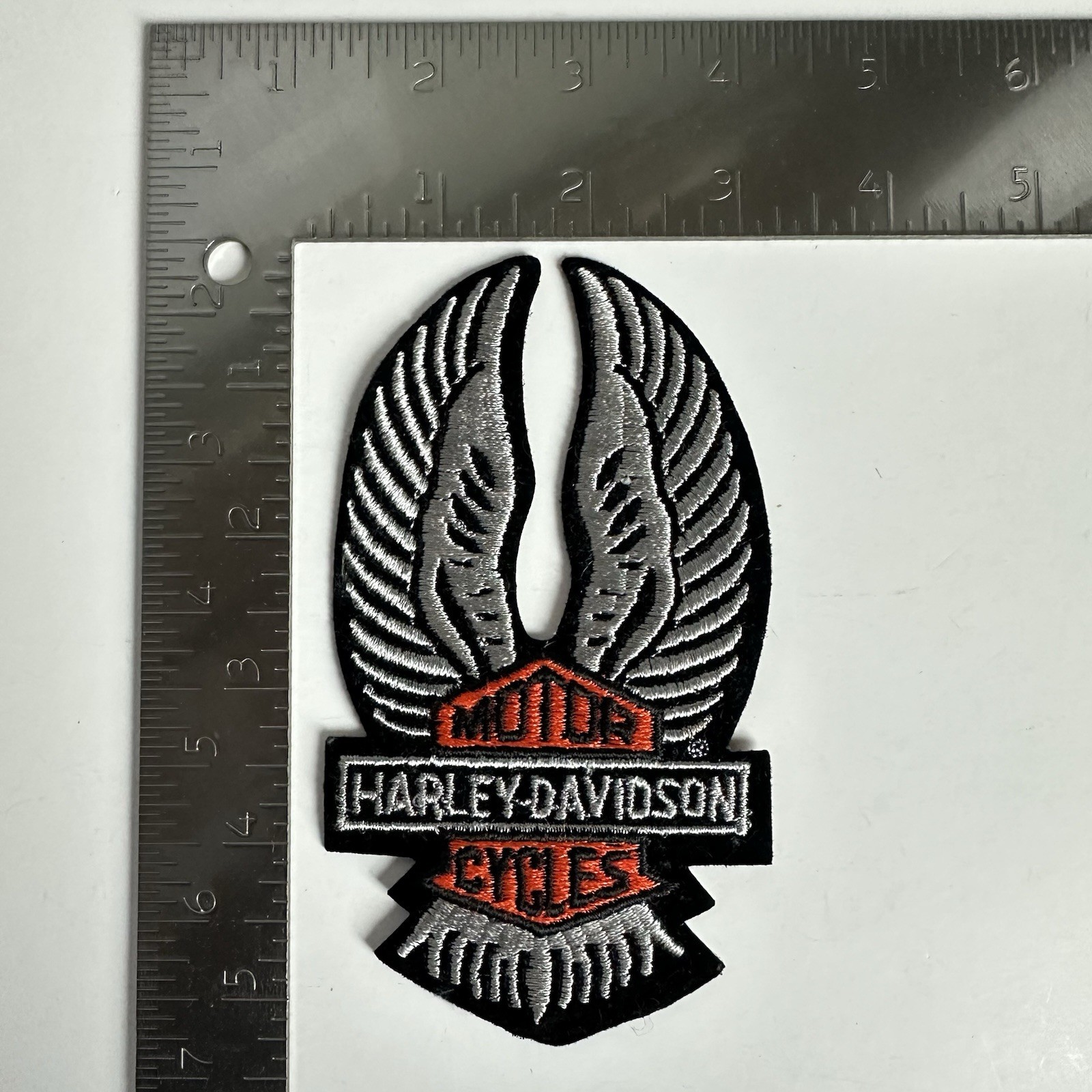 Vintage Harley Davidson Silver Eagle Wings UP Patch Jacket Bar & Shield