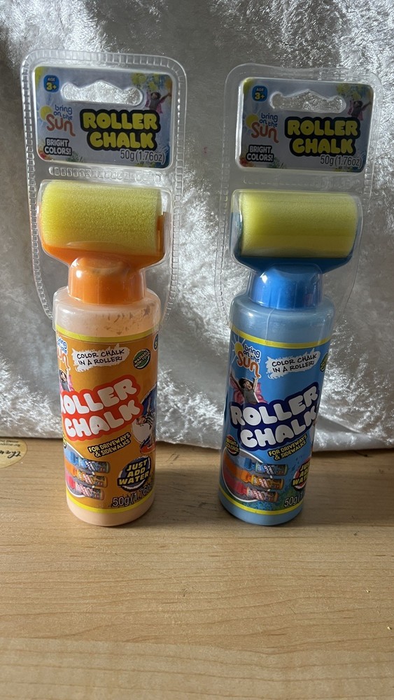 🆕2- Chalk Roller With Stencils  2 Pack Creative Fun Orange And Blue
