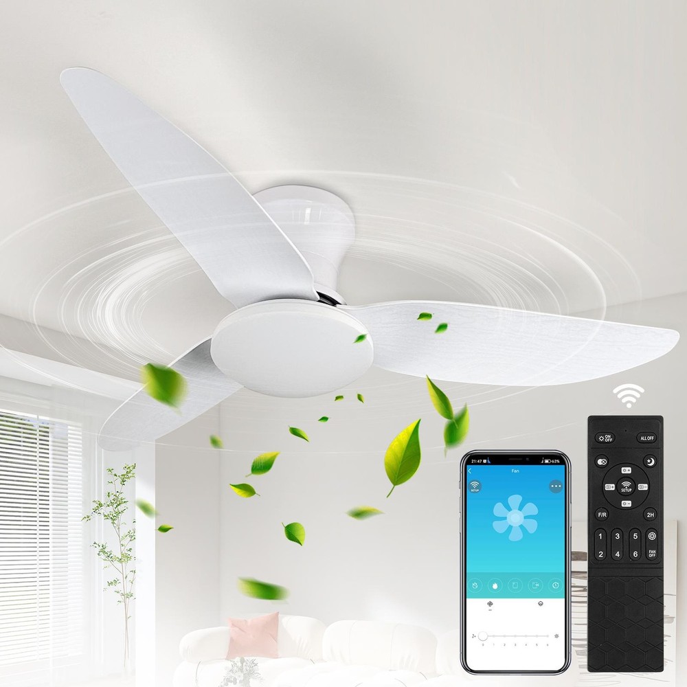 39" Ceiling Fan with Light Remote Dimmable LED DC Motor 6 Speed Reversible Timer