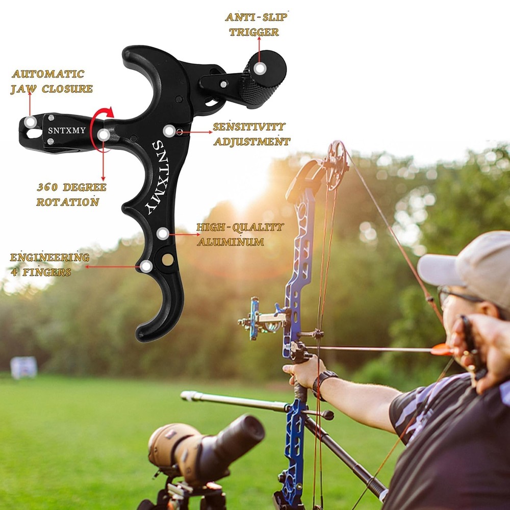 sntxmy Bow Release for Compound Bow 360° Rotatable Thumb Release for Compou