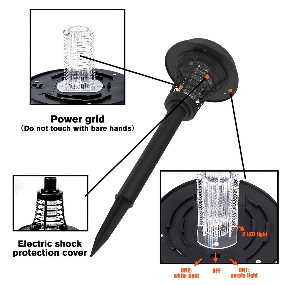 Solar Powered Electric Mosquito Killer Lamp LED Trap Lamp Fly Bug Insect Zapper