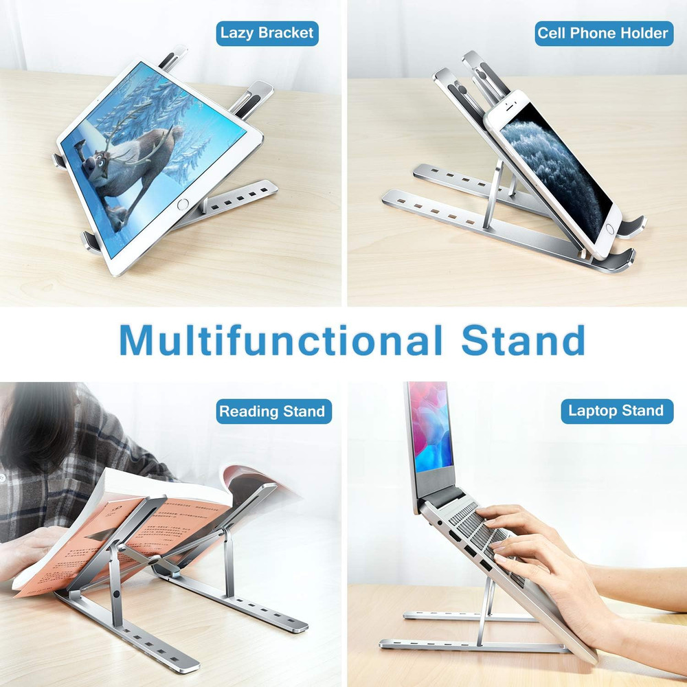 Laptop Stand, Laptop Holder Riser Computer Tablet Stand, 6 Angles Adjustable Alu
