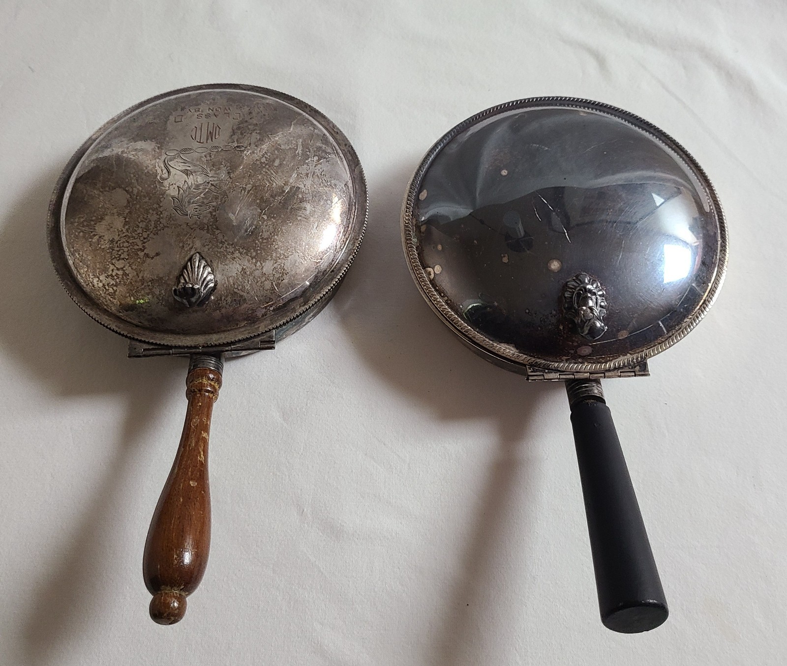 2 Vintage Silverplate Silent Butler Crumb Sweeper Set Antique Table Ash Catcher