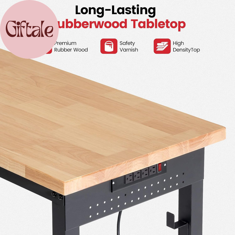 Workbench with Wheels 48 Inch Adjustable Height Work Table with under Table Shel