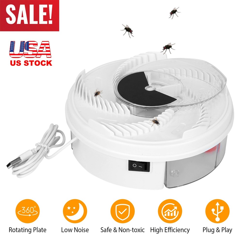 USB Powered Electric Fly Trap Automatic Flycatcher Rotating Pest Repellent Tool