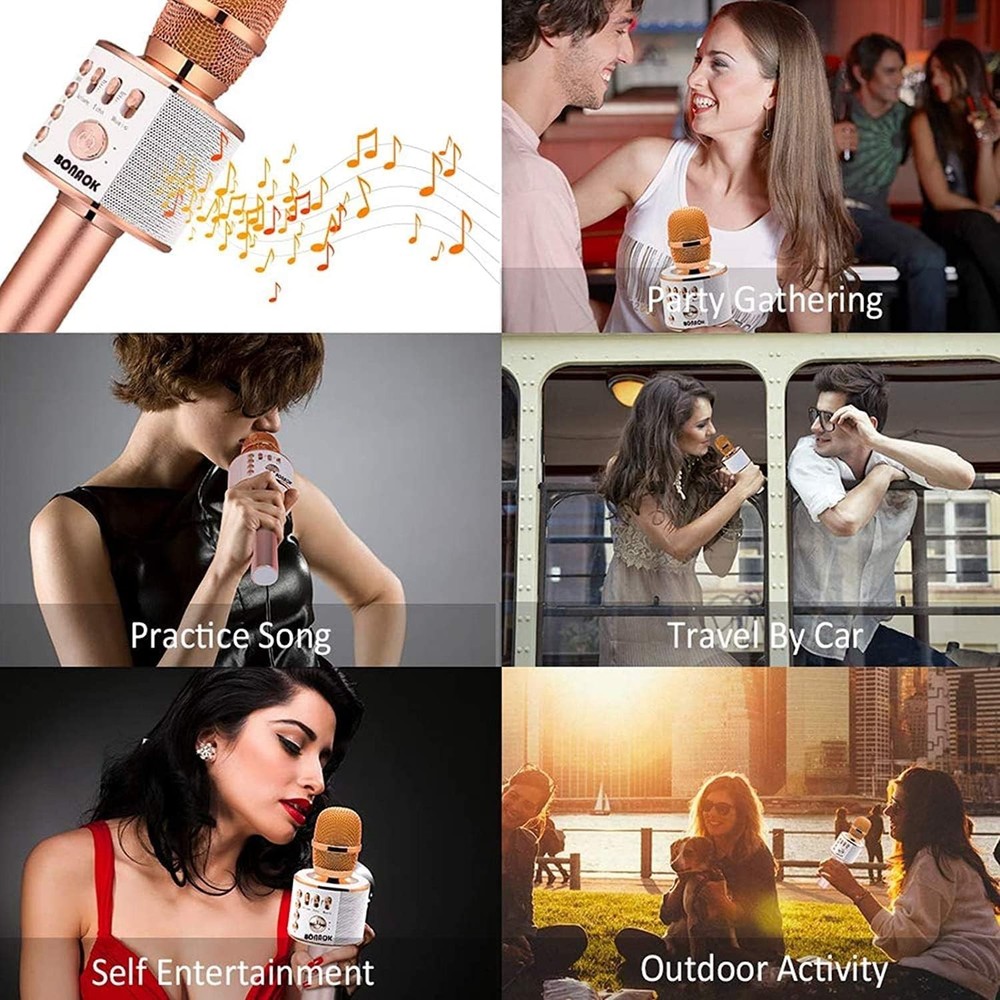 Handheld Karaoke Microphone with Multi-Device Compatibility & Volume Control