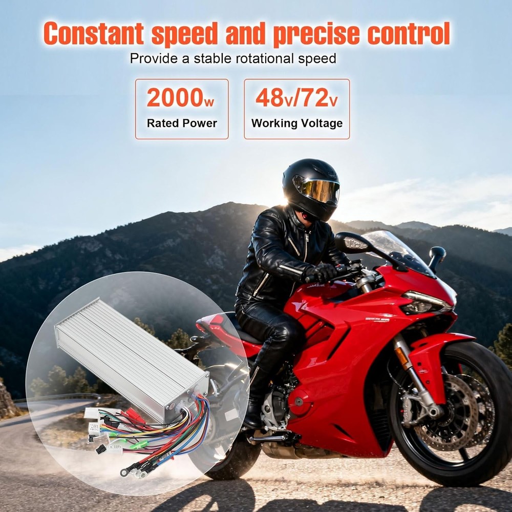 48V/72V 2000W Brushless Motor Speed Controller for E-Bike & Scooter Performance