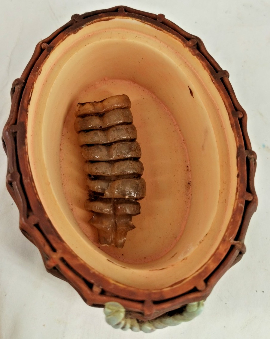 Dezine Hand Painted Trinket Box Fish Perch Real Rattlesnake Rattler Inside B2