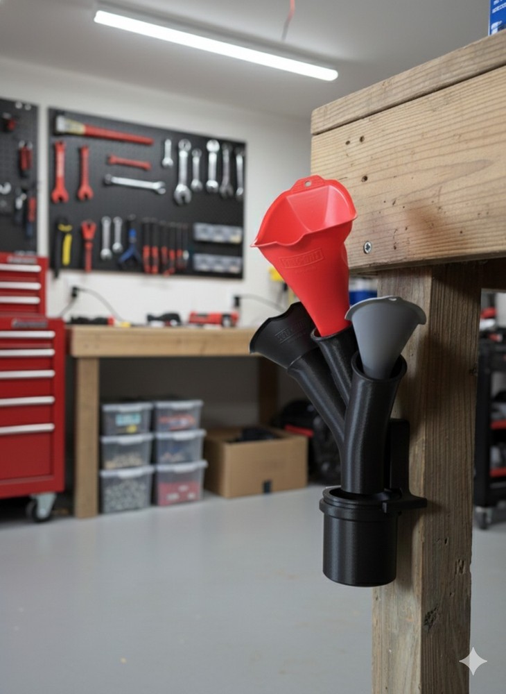 Funnel Holder/Drip Drain Removable Cup Wall Mount Or Workbench Accessory