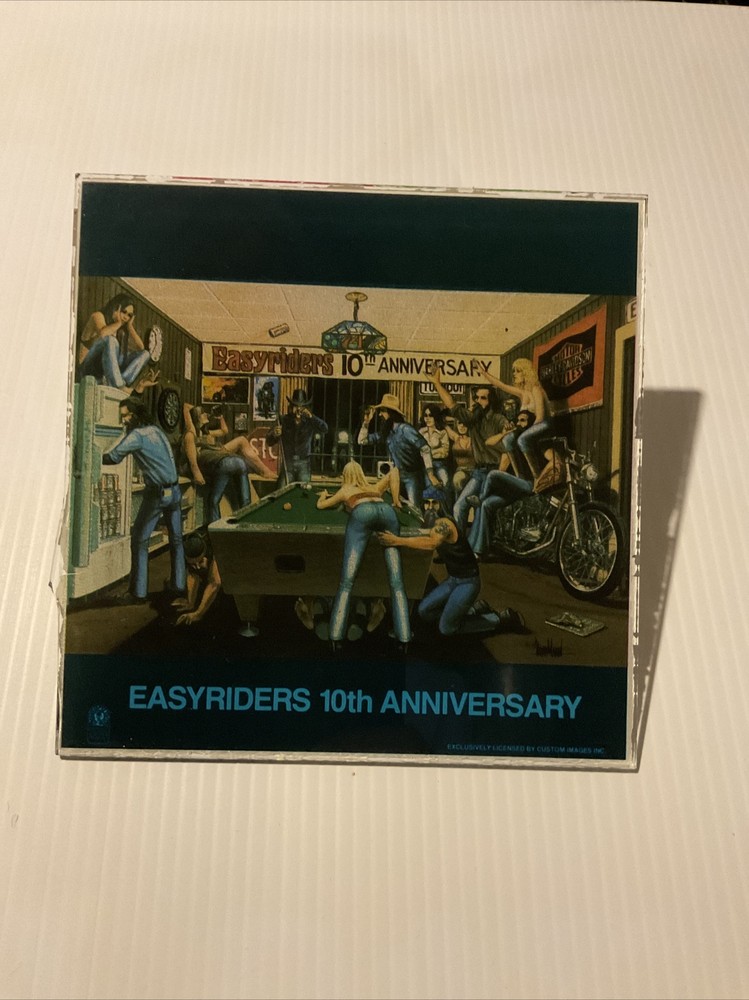 EASYRIDERS CARNIVAL MIRROR FAIR PRIZE HARLEY DAVIDSON BIKER ART 6 x 6