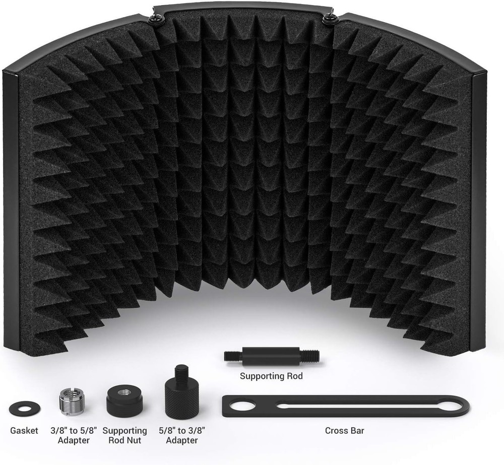 Compact Microphone Isolation Shield for Superior Noise Reduction and Studio Use