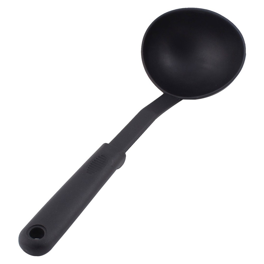 Household Kitchenware Tableware Plastic Soup Ladle Spoon Hanging Black