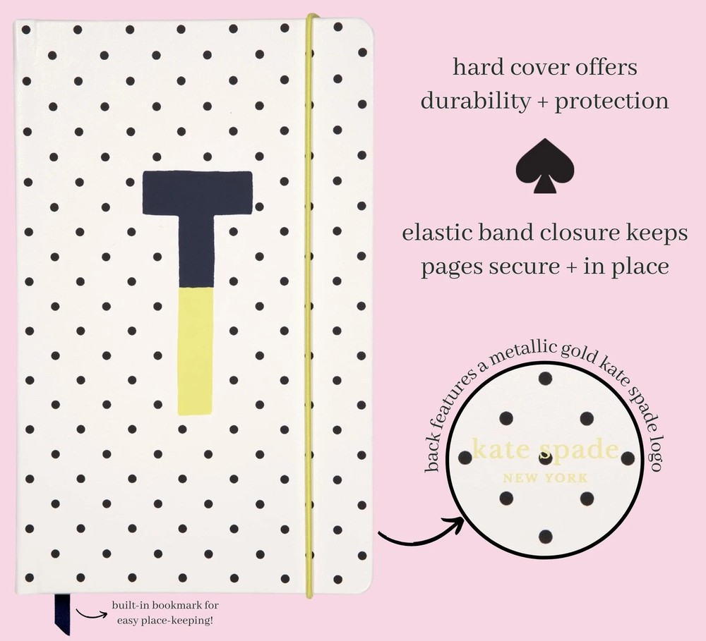 Kate Spade New York Large Notebook - Polka Dot Leatherette Initial Book