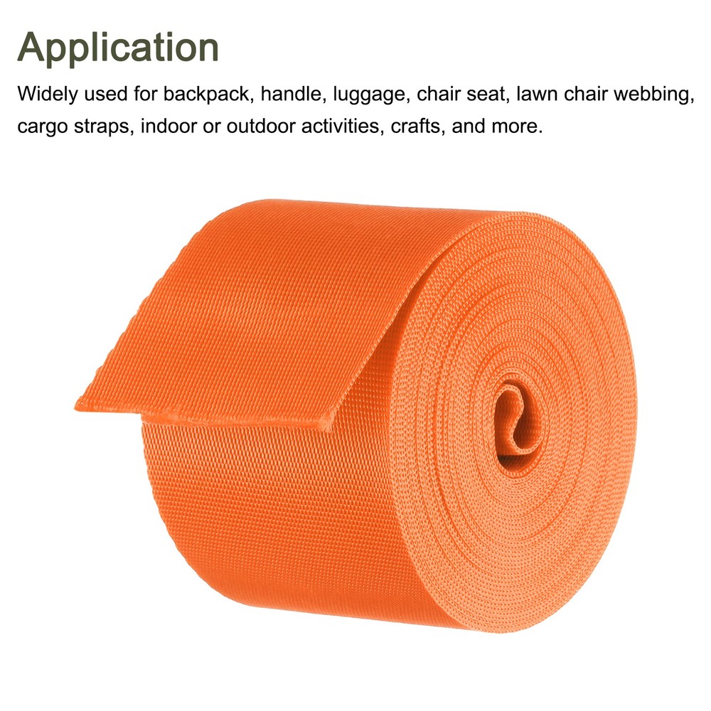 Flat Nylon Webbing Strap 2 Inch 5 Yards Orange for Backpack