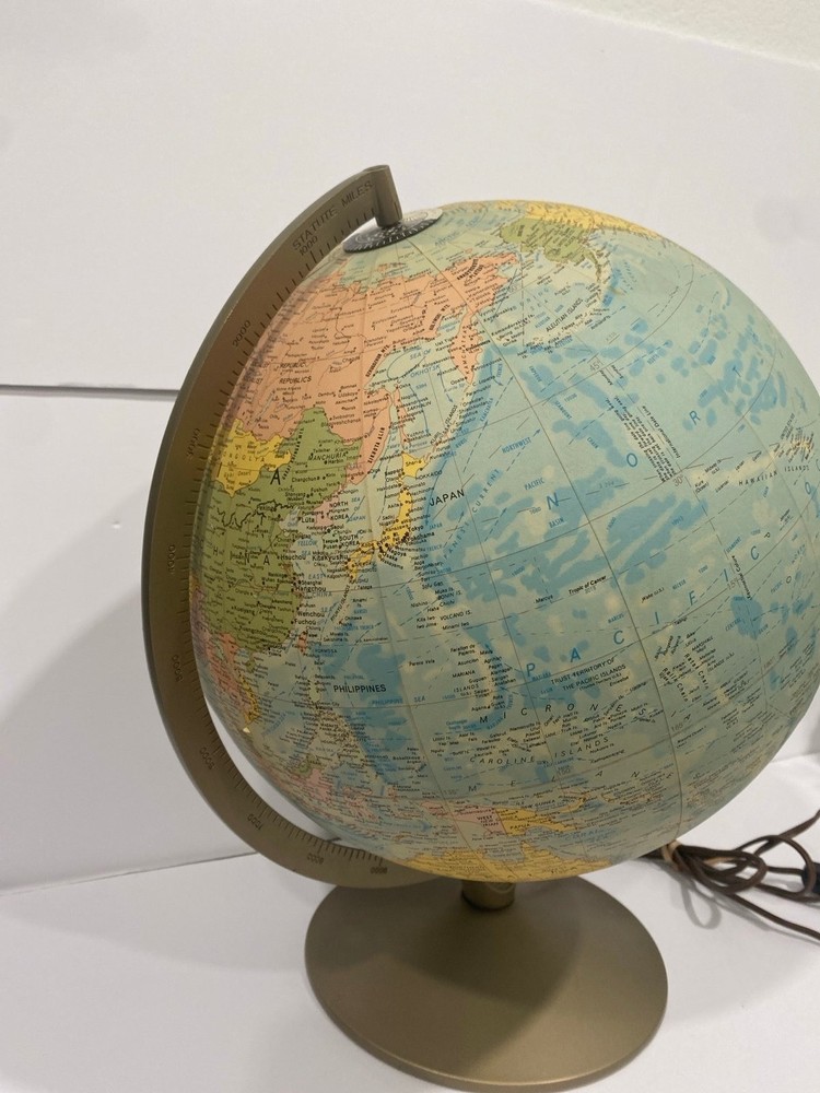 Vintage Replogle Light Up Comprehensive World Globe 12” Diameter