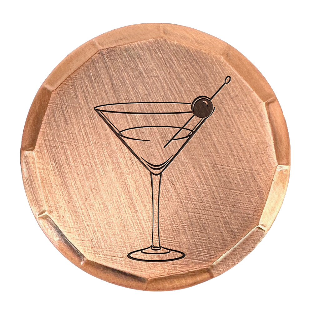 Martini Embossed Copper Golf Ball Marker by Sunfish
