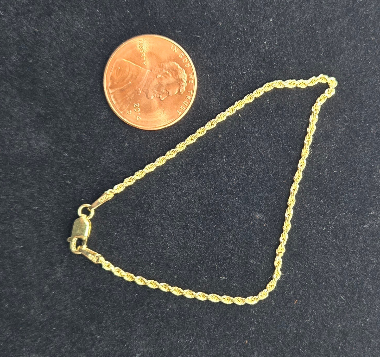 10K Gold 1.5mm Diamond Cut Rope Link Bracelet, 6in, 6.5in, 7in Italy