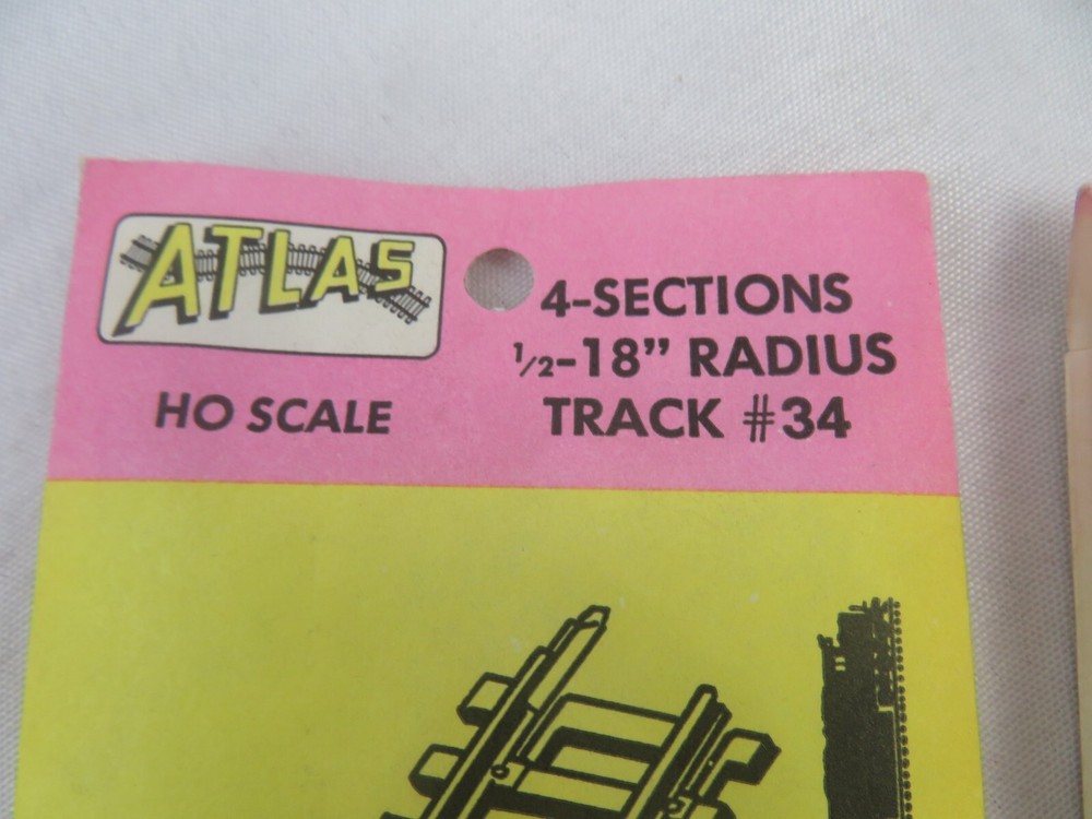 ATLAS MODEL RAILROAD HO SCALE 18" RADIUS TRACK 8 SECTIONS #34 Two Pack