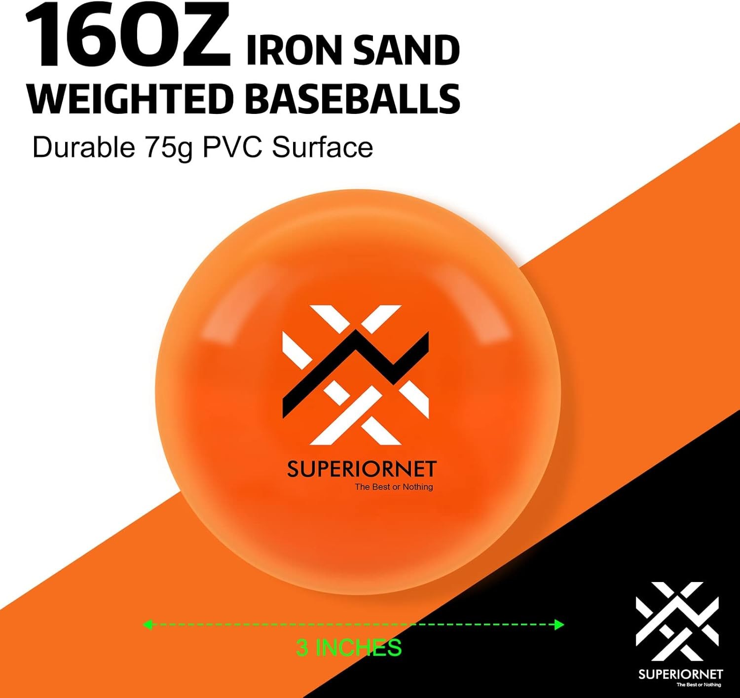 9 Pack 3" Weighted Training Baseballs & Softballs for Hitting and Pitching
