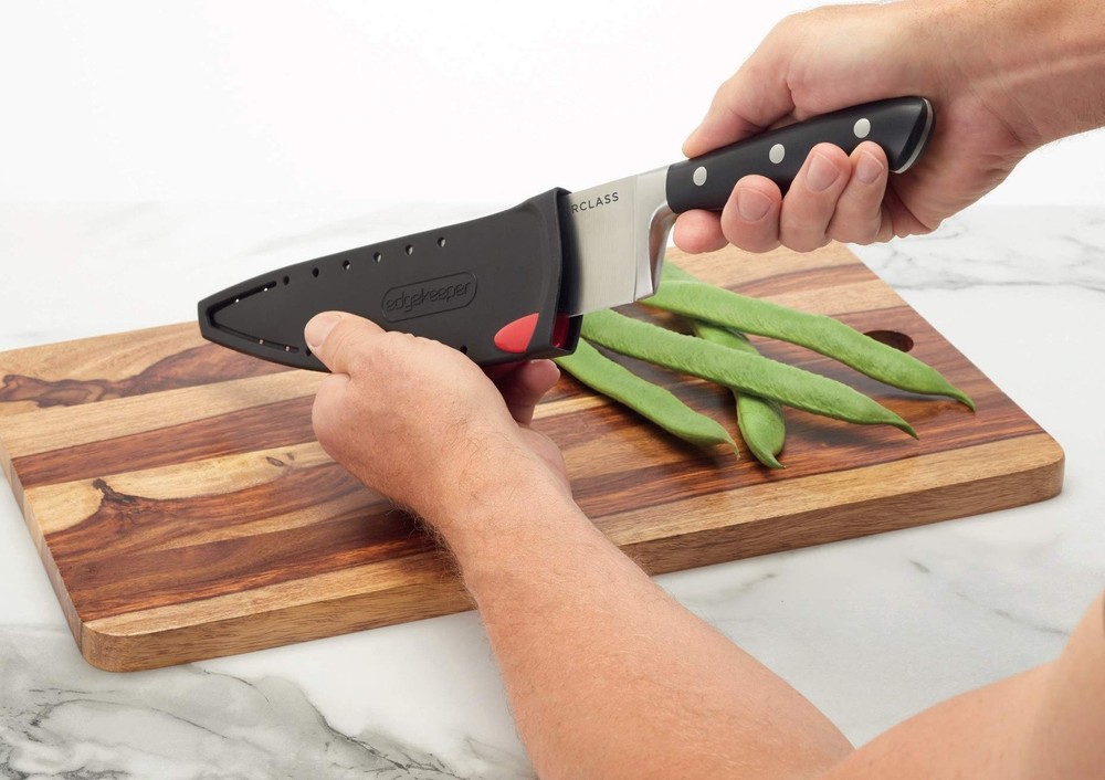 MasterClass Chef Knife with EdgeKeeper Knife Sharpener Sheath, Stainless Stee...