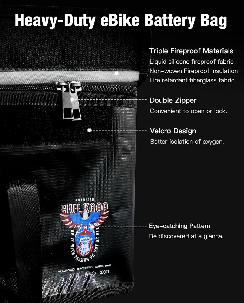 LiFePO4 Lithium Battery eBike Battery Fireproof Explosion-Proof Storage Safe Bag