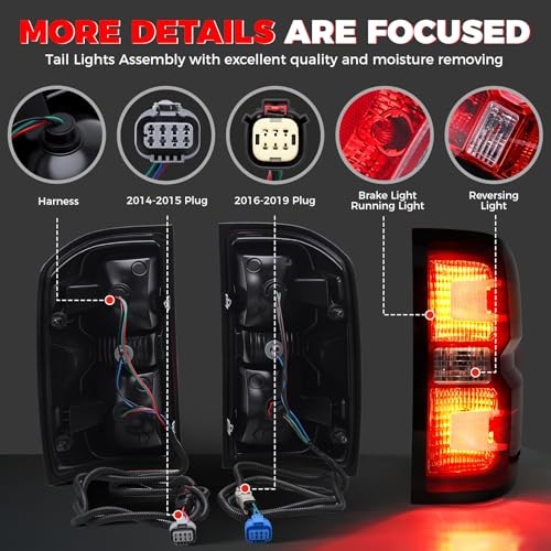 Tail Light Assembly Compatible with 2014 2015 For 2014-2019 Chevy Silverado