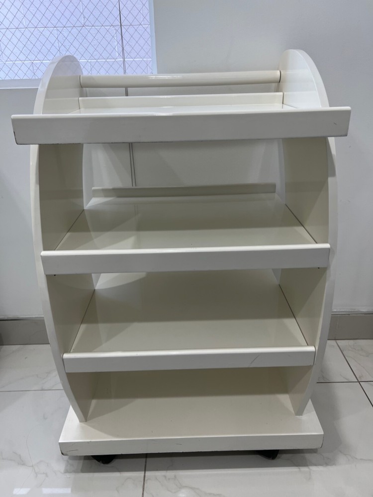 4 Tier White Rolling Shelving