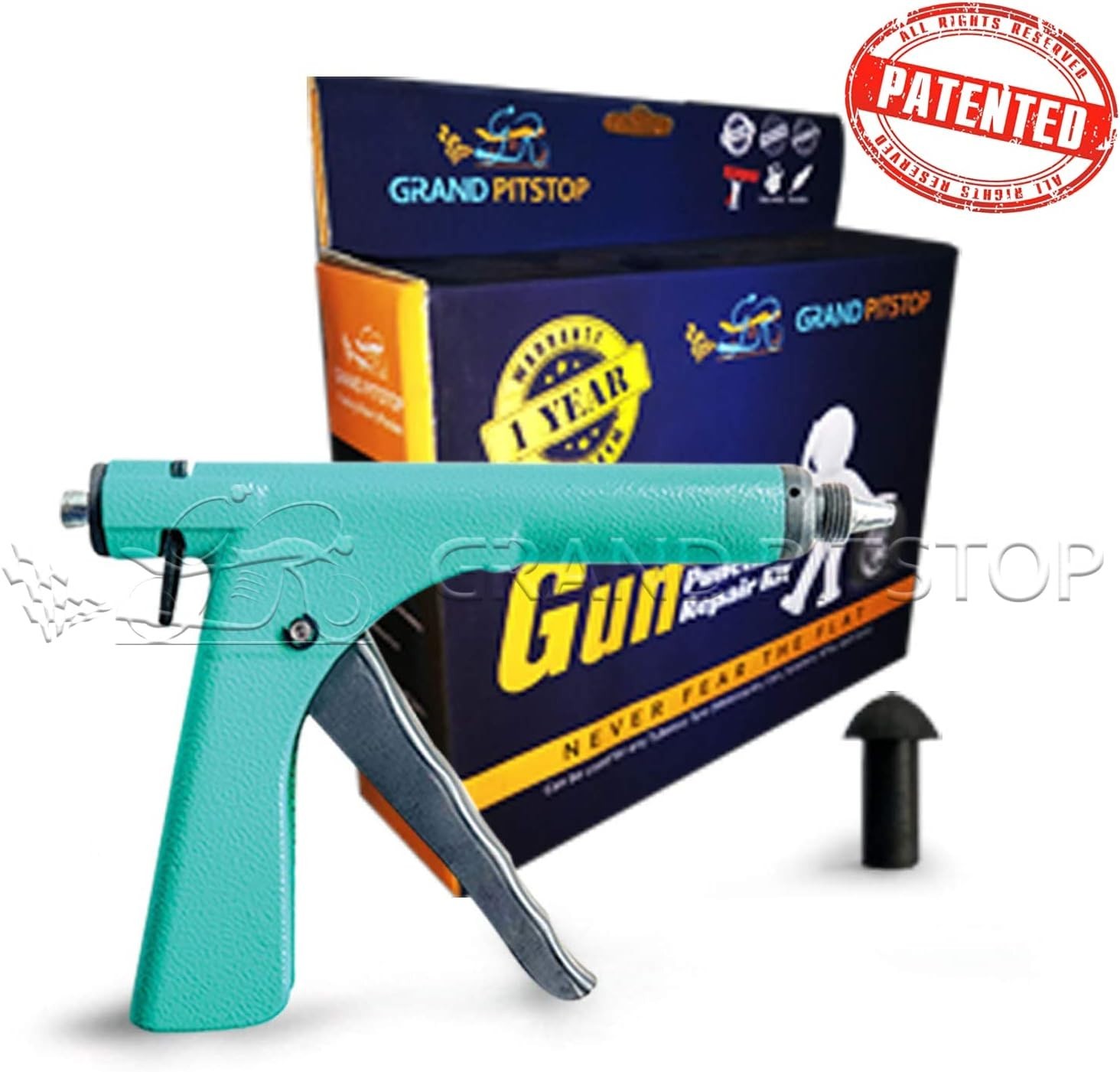 GRAND PITSTOP Tubeless Tire Gun Puncture Repair Kit with Mushroom Plug for Tyre